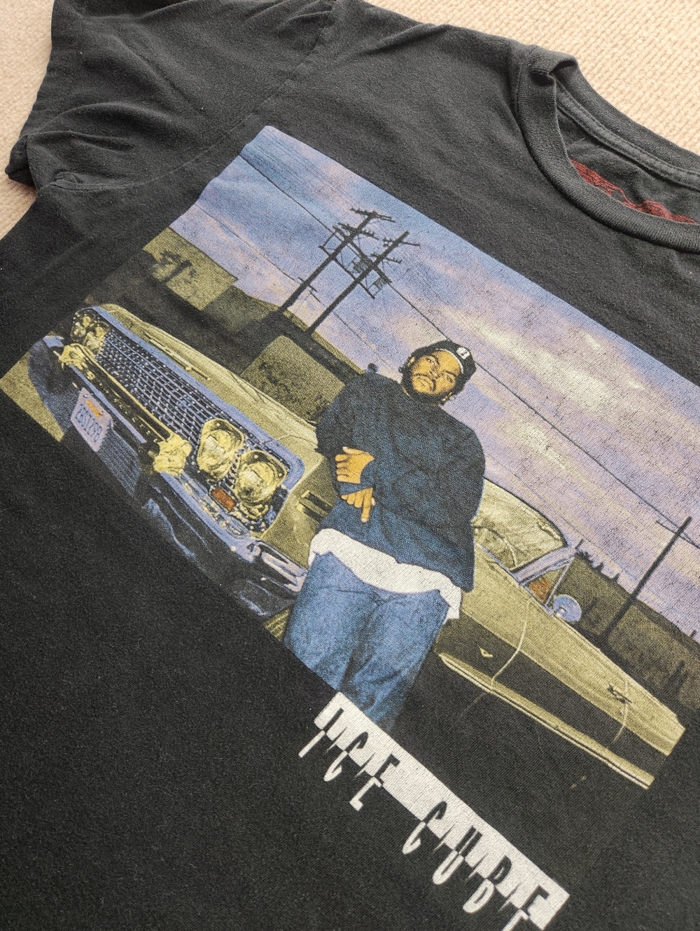 Control Ice Cube Vintage Graphic Print T-Shirt Black Short Sleeve Size Medium